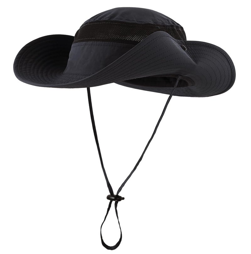 Connectyle Outdoor Mesh Sun Hat Wide Brim Sun Protection Hat Summer Fishing Hunting Hiking Gardenig Hat Black - Image 2